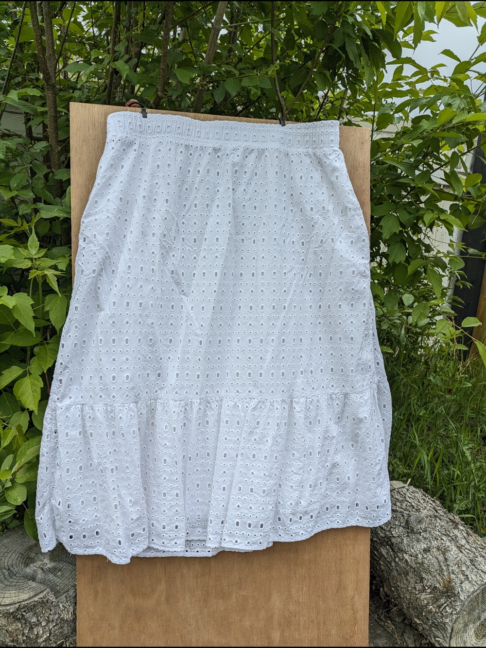 Eyelet Tiered White Romantic Boho City Girl Midi Skirt XL Western Stampede Rodeo - Picture 7 of 12